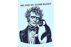 Gentleman and Penguin t-shirt vector, an Object Illustration by AlexArt