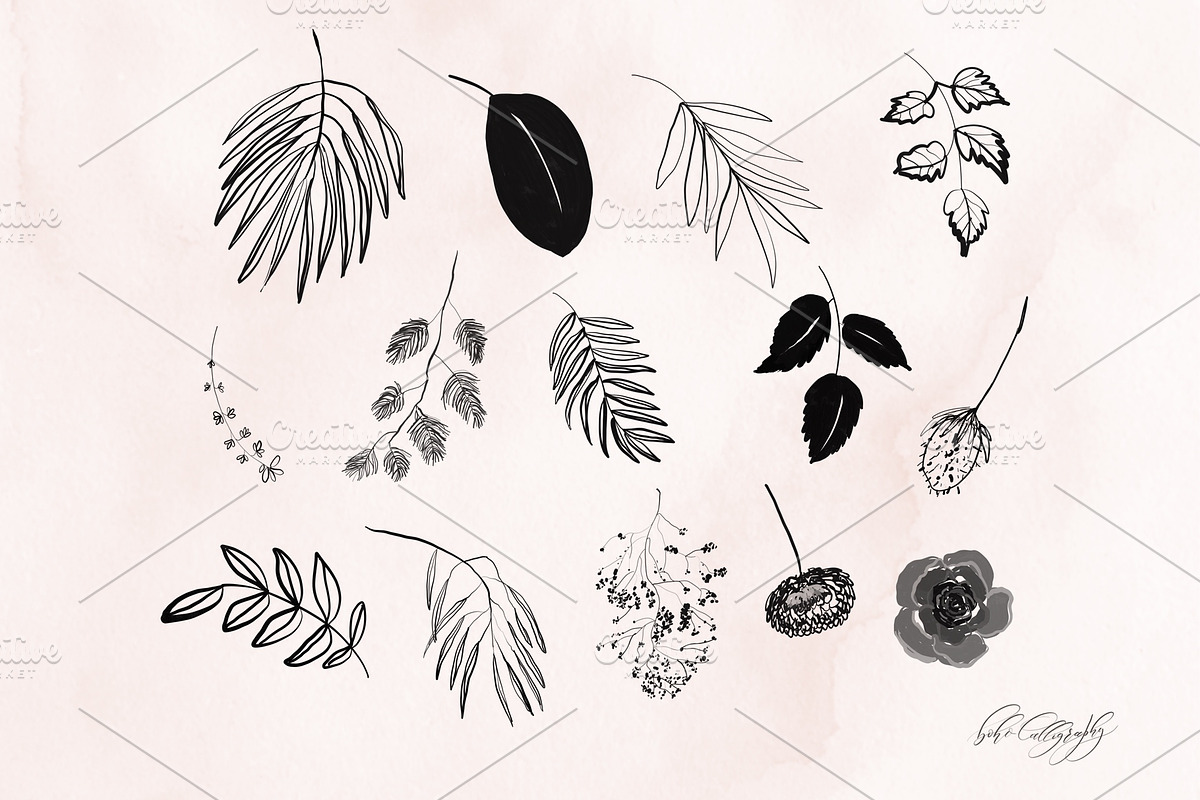 Flowers & Leaves Procreate Stamps, a Brush Add-On by BohoCalligraphy (Photo 8 of 9)