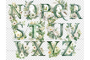 Greenery Alphabet Lettering Clipart, an Education Illustration by GlamArtZhanna (Thumbnail 6 of 7)
