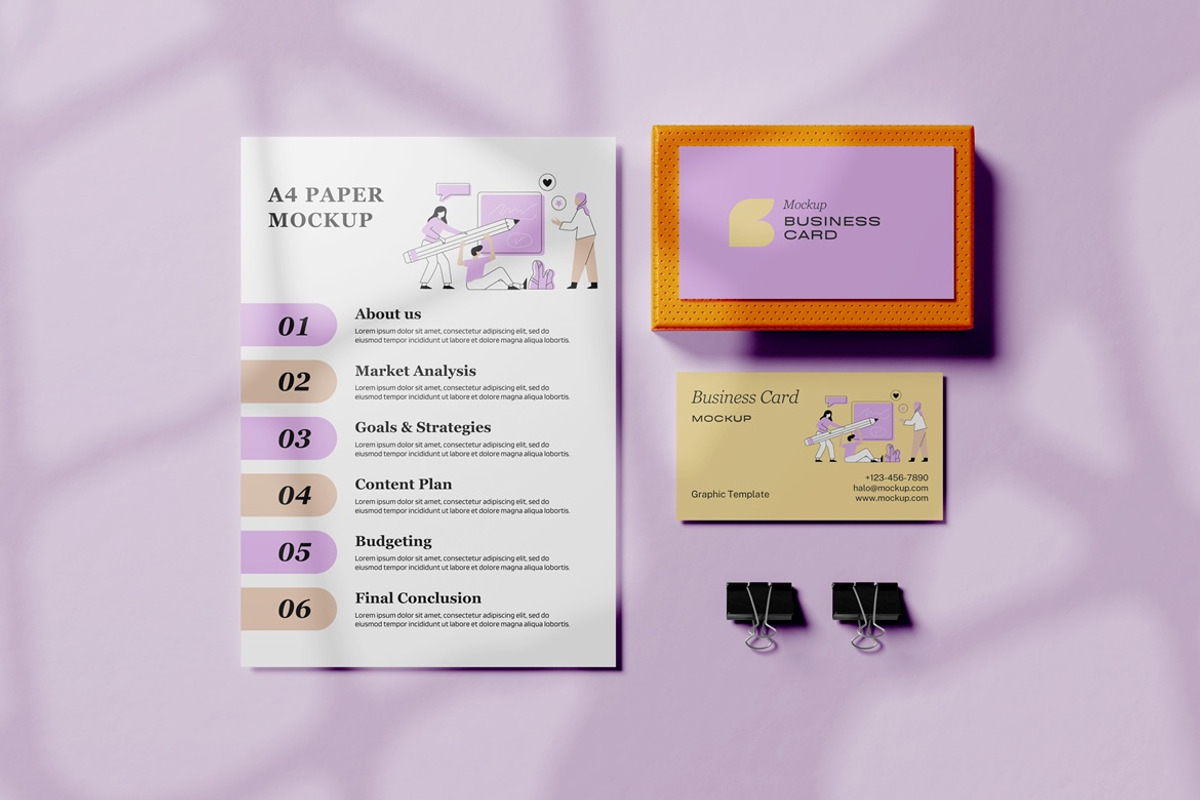 Business Card and A4 Paper Mockup, a Books & Magazine Mockup by Pexelyou (Photo 6 of 7)