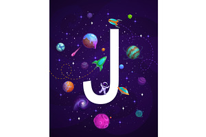 Cartoon Space Letter J, Galaxy