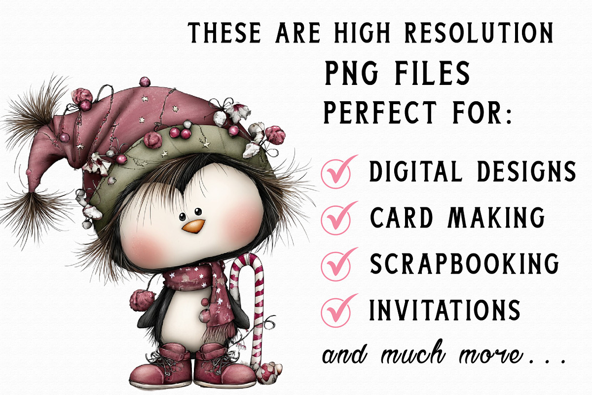 Whimsical Penguin Christmas Clipart, an Illustration by Libby Wishes (Photo 4 of 7)