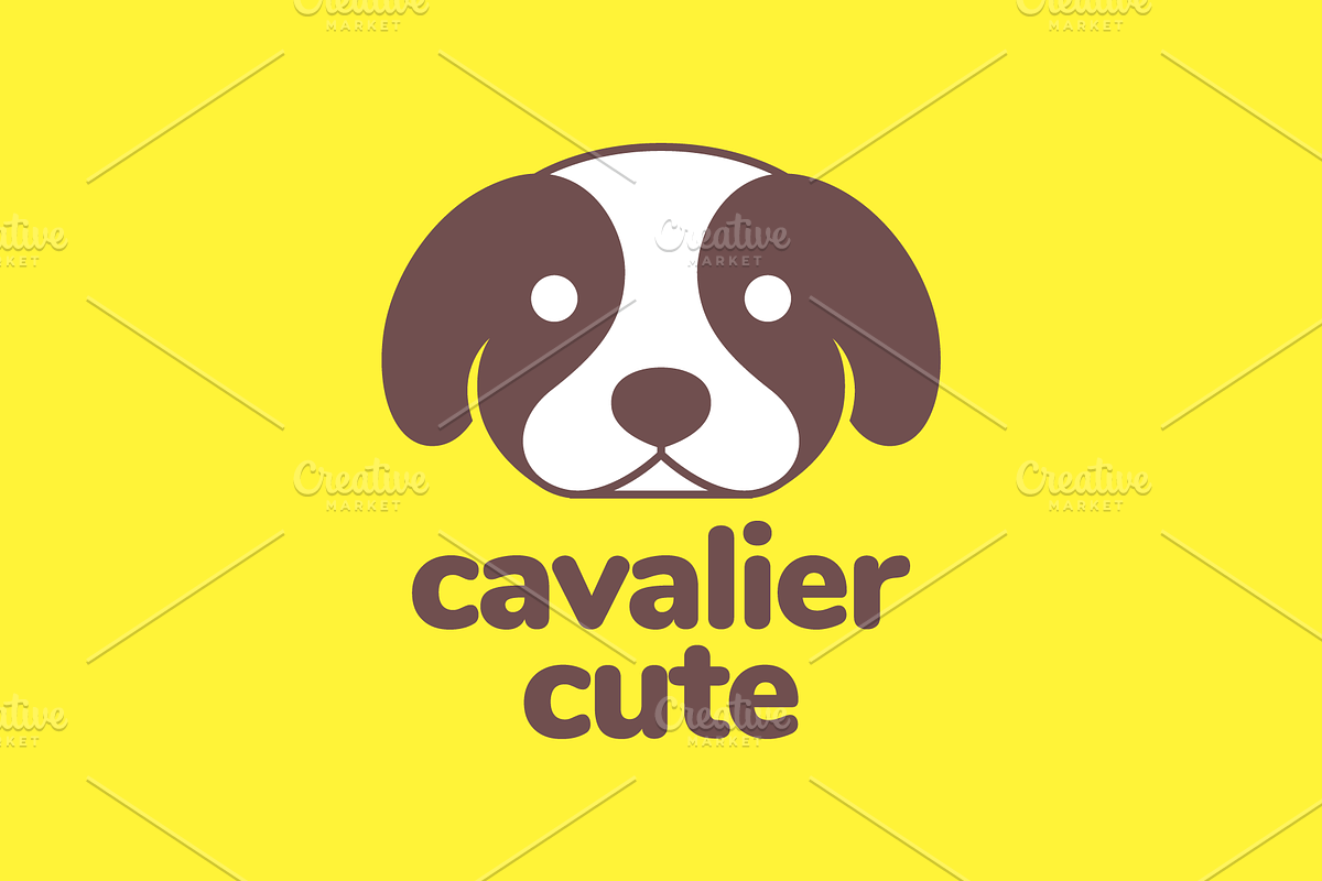 cavalier dog face pets cartoon logo, a Branding & Logo Template by devastd