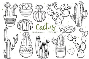 Cactus, Succulent Pot SVG PNG Bundle
