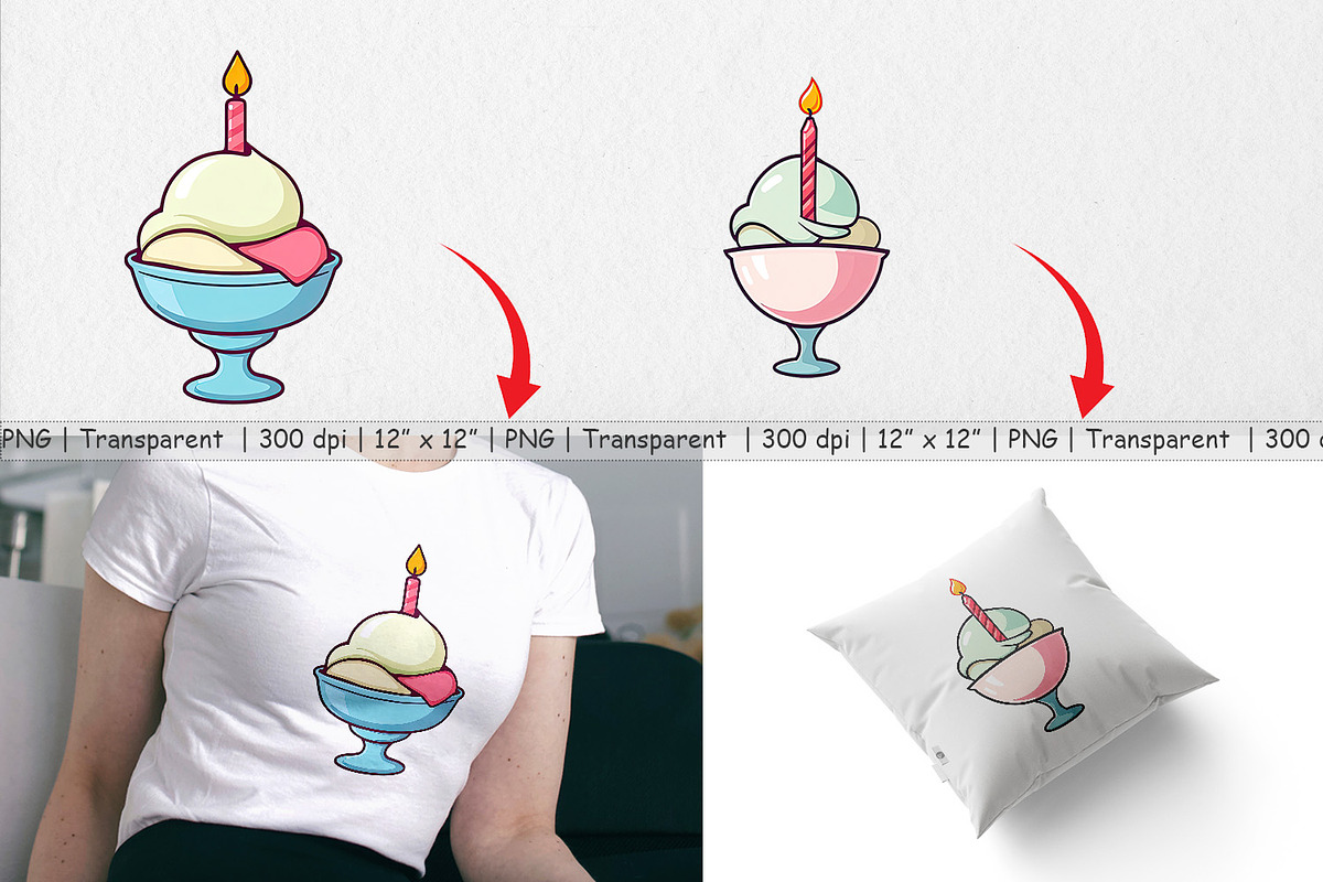 Party Ice Cream Clipart, a Graphic by Artnoy (Photo 3 of 5)