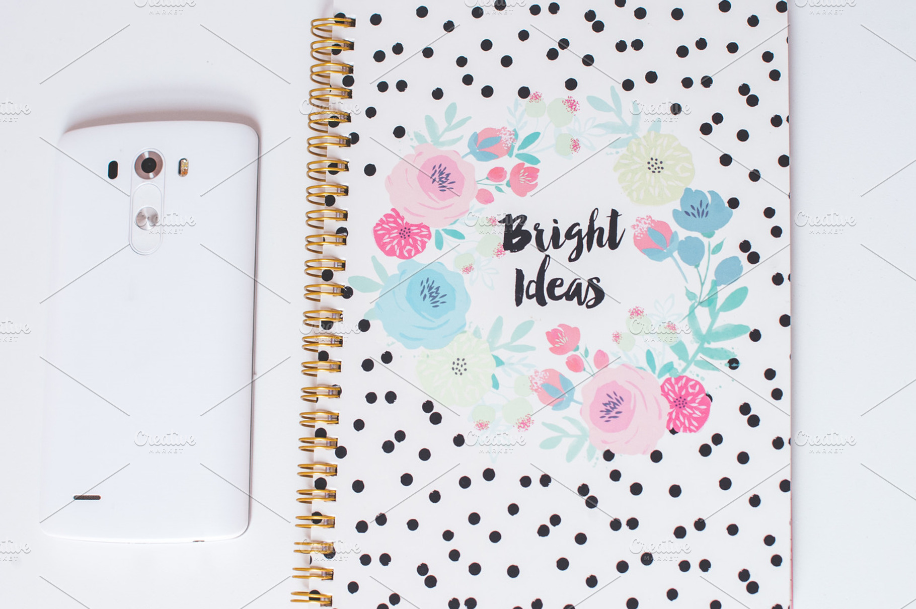 White phone and bright ideas note, a Business Photo by SophieStockBoutique