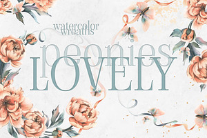 Peachy Peonies Watercolor Wreaths, an Illustration by NATASHA CHU