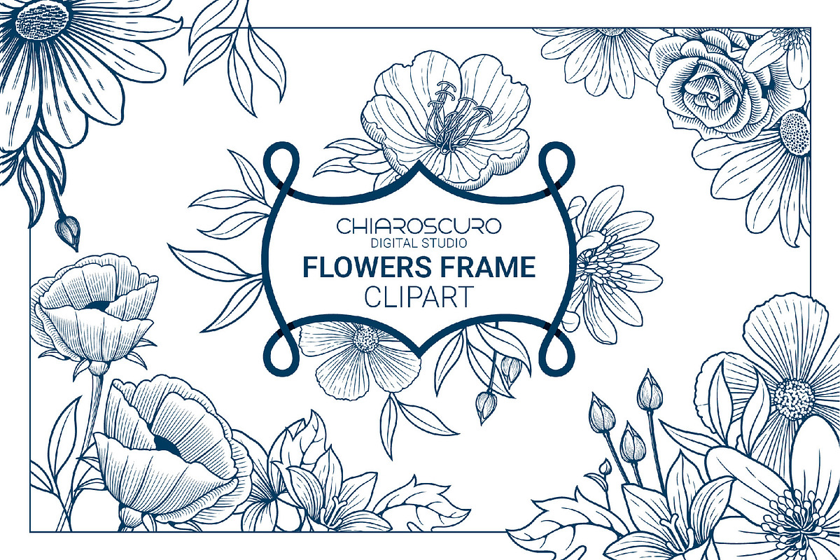 Vintage Vector Flower Frames Set, a Decorative Illustration by Pingebat (Photo 1 of 10)