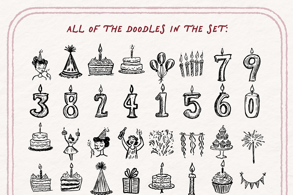 Birthday Clipart, Party Doodles, an Object Graphic by The October Creative (Photo 4 of 6)