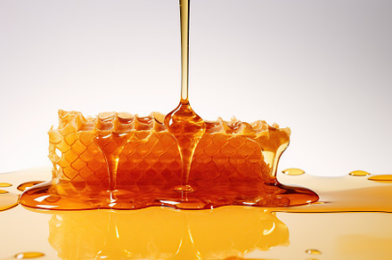 Honeycomb and honey on white background, a Food & Drink Photo by AlyaAnd