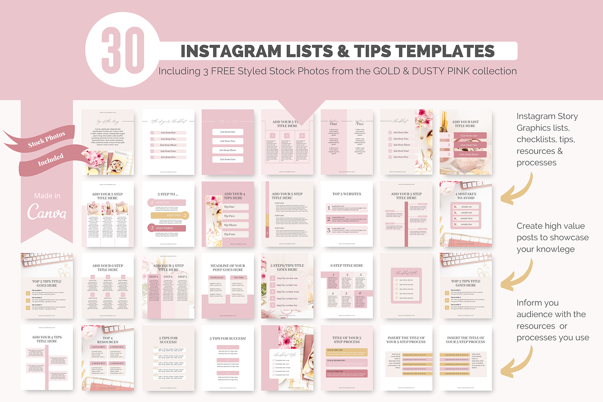30 Instagram Post Tips Templates, a Social Media Template by With Love Monique (Photo 2 of 9)