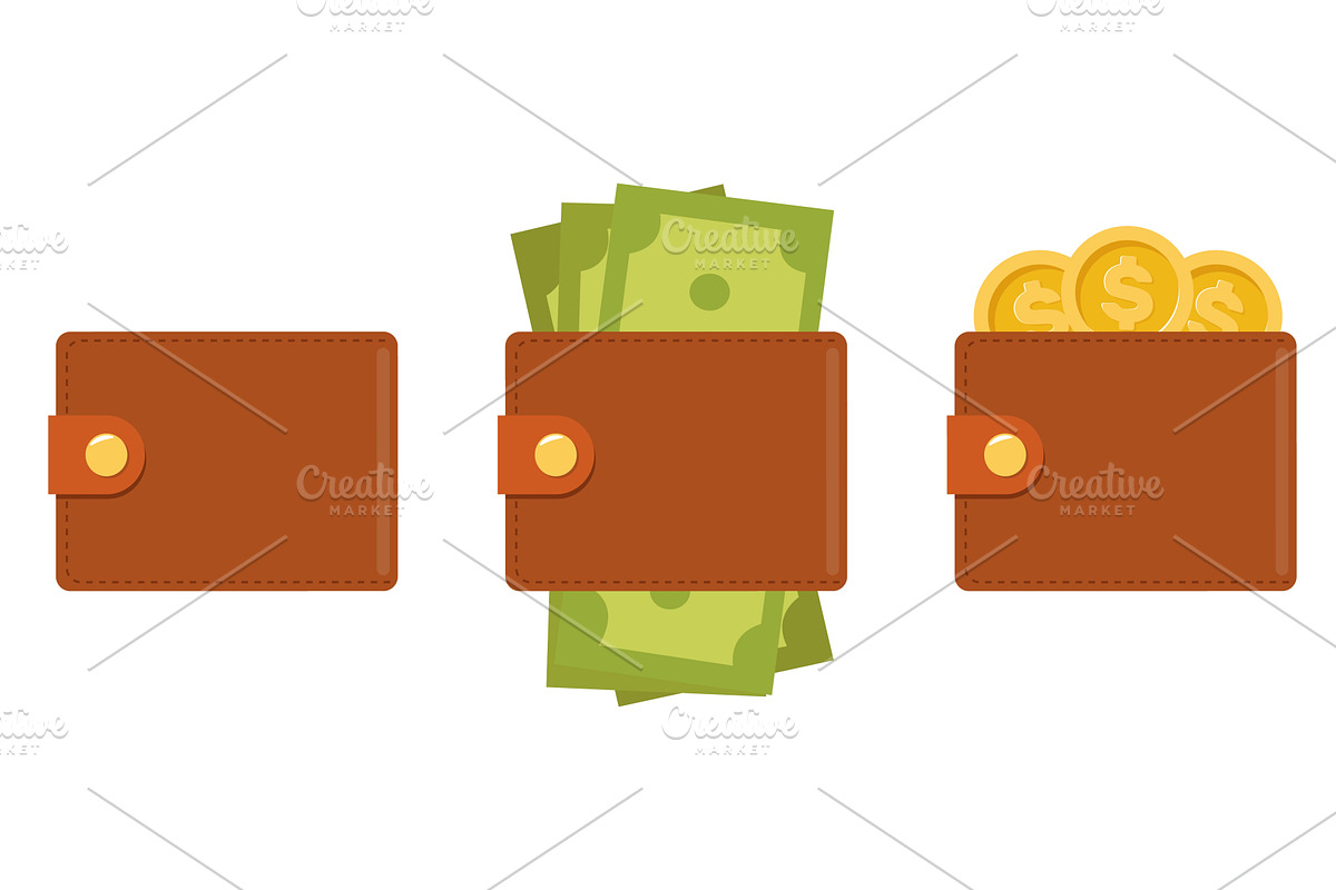 Leather wallet with green paper, a Finance Illustration by Vectorbuum