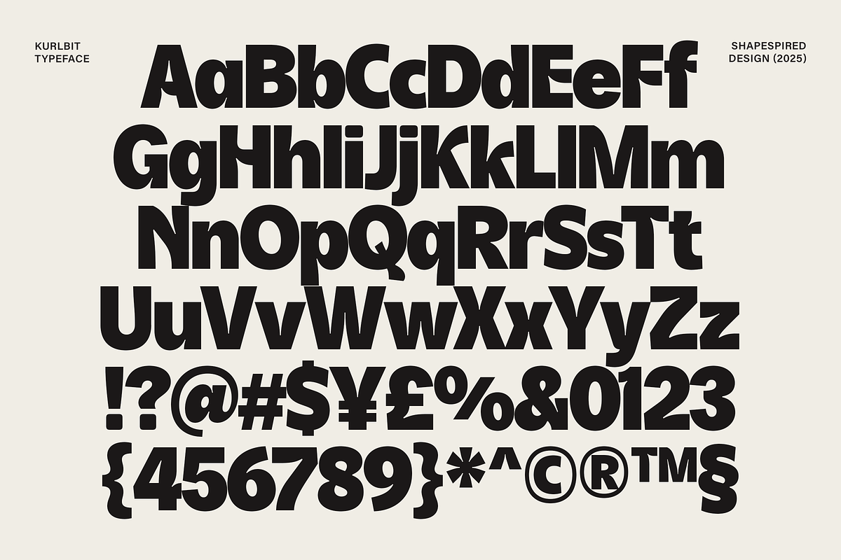 Kurlbit - Bold Display Sans, a Sans Serif Font by Shapespired Design (Photo 5 of 17)