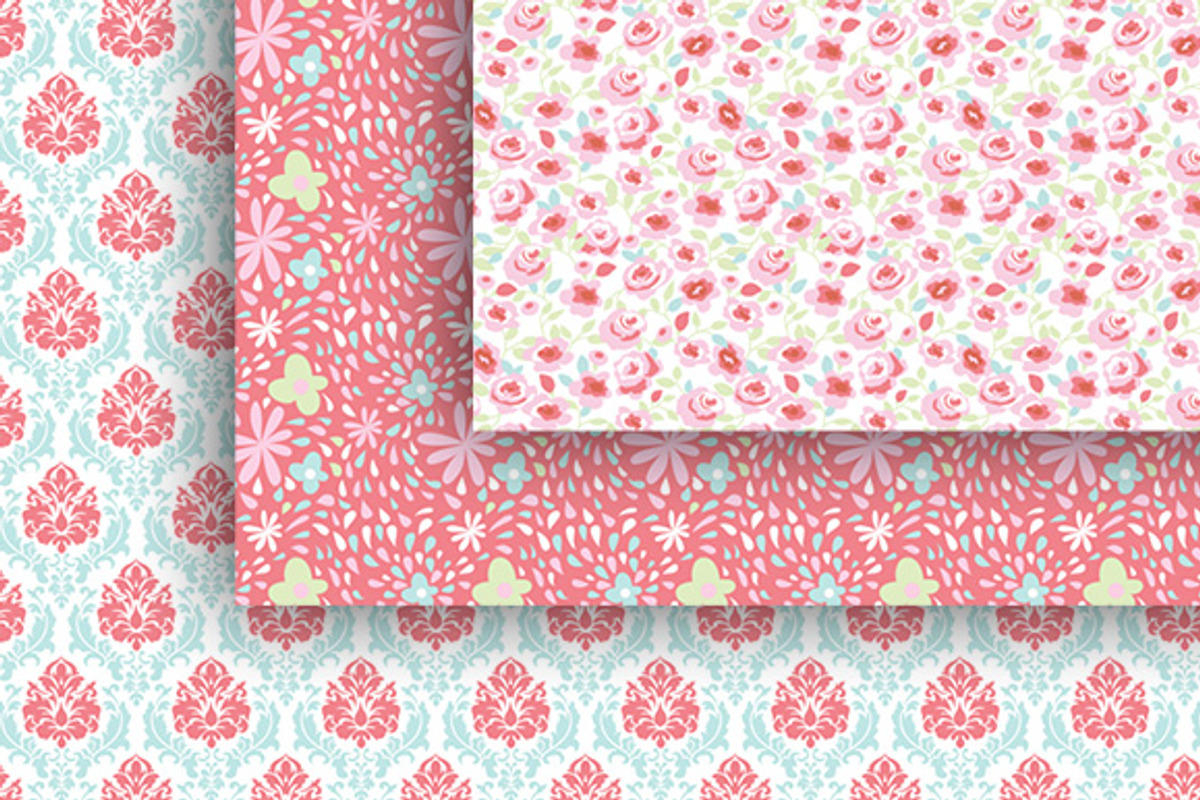 Spring flower Digital Papers Pack preview 4