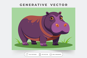 A colorful hippo stands proudly on l, a Graphic by Iftikhar Alam