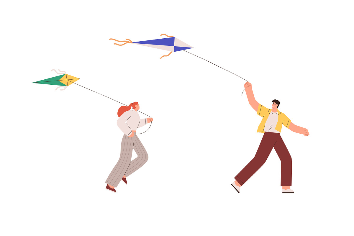 People flying kites set, a Person Illustration by Good Studio (Photo 4 of 4)