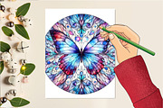 Mystical Butterfly Round Stained Gla, an Illustration by DreamCafeArt (Thumbnail 6 of 6)