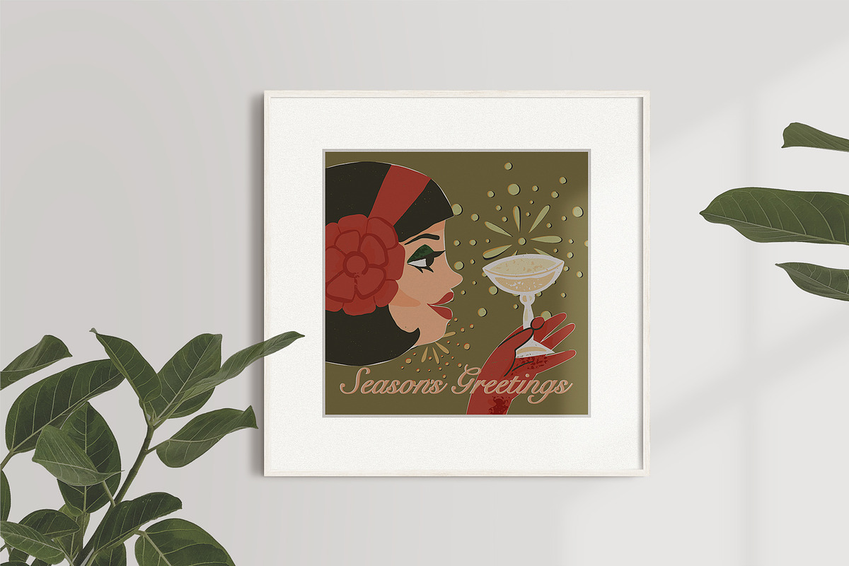 Happy Holidays set: retro edition, a Decorative Illustration by Paper Cherry (Photo 16 of 21)