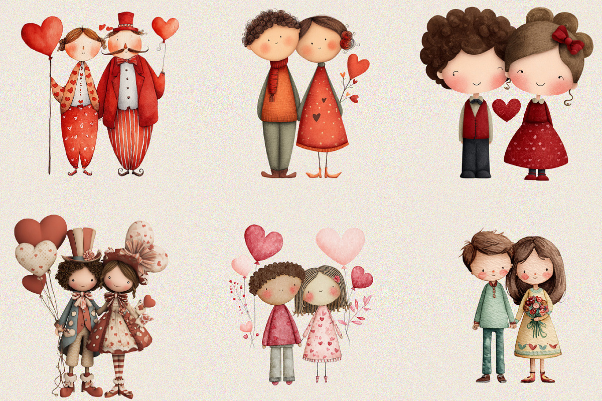 Watercolor-valentine Couple Clipart, an Illustration by SVGArt (Photo 8 of 8)
