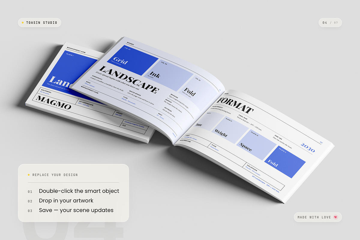 A4 Landscape Magazine Mockup, a Books & Magazine Mockup by Toasin Studio (Photo 4 of 7)