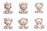 Watercolor Teddy Bear Clipart, an Illustration by SinaCreation (Thumbnail 3 of 7)