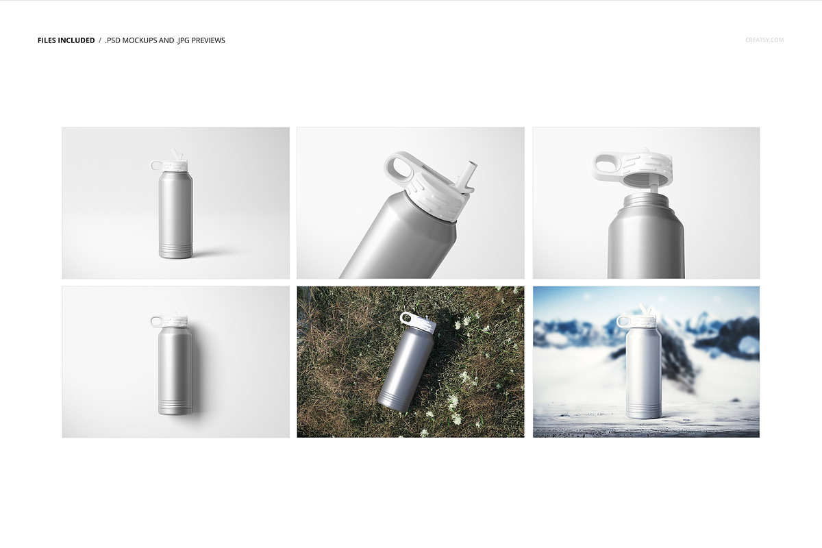 S. Steel 32 oz. Water Bottle Mockup, a Product Mockup by creatsy5 (Photo 2 of 12)