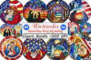 Round  Stained Glass 4th of July Nat, an Illustration by DreamCafeArt (Thumbnail 1 of 9)