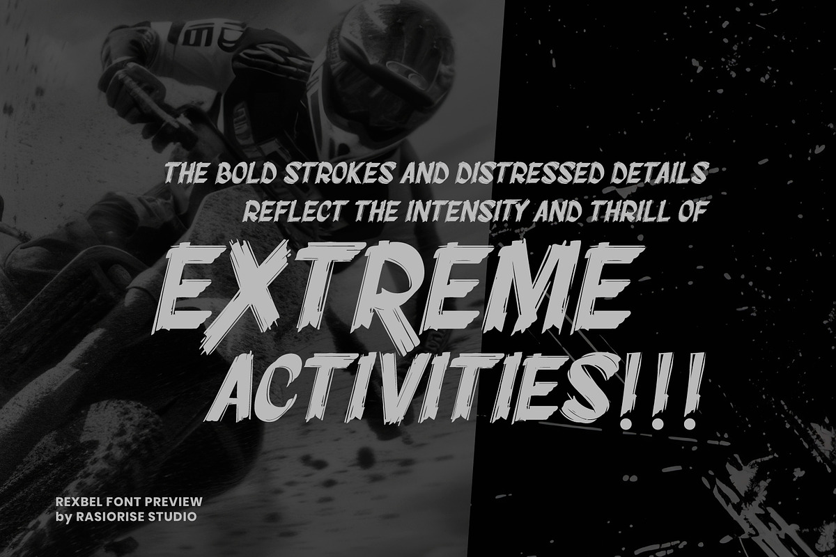Rexbel a Rough Brush Font, a Blackletter Font by Rasiorise Studio (Photo 7 of 10)