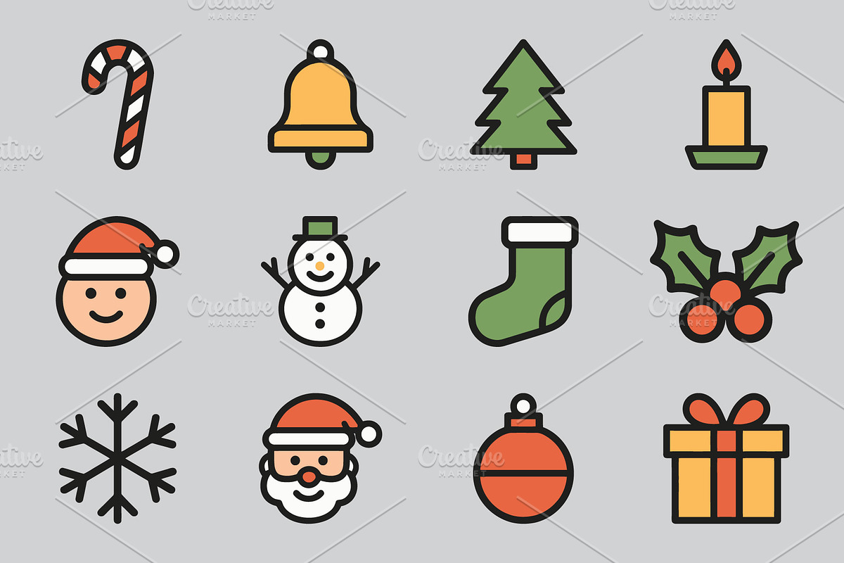 Christmas icons in flat vector style, a Branding & Logo Template by Vectorium Studio
