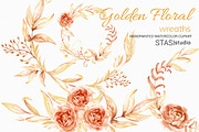 Gold Floral Wreath Clipart, a Decorative Illustration by STASIstudio (Thumbnail 1 of 3)
