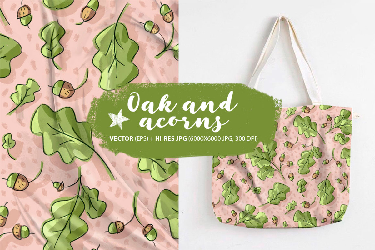 Pattern with oak and acorn, a Pattern Graphic by Melniklenart (Photo 1 of 4)