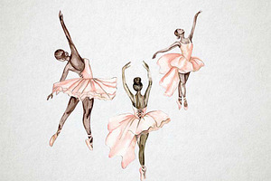 Watercolor Dancing Balerina