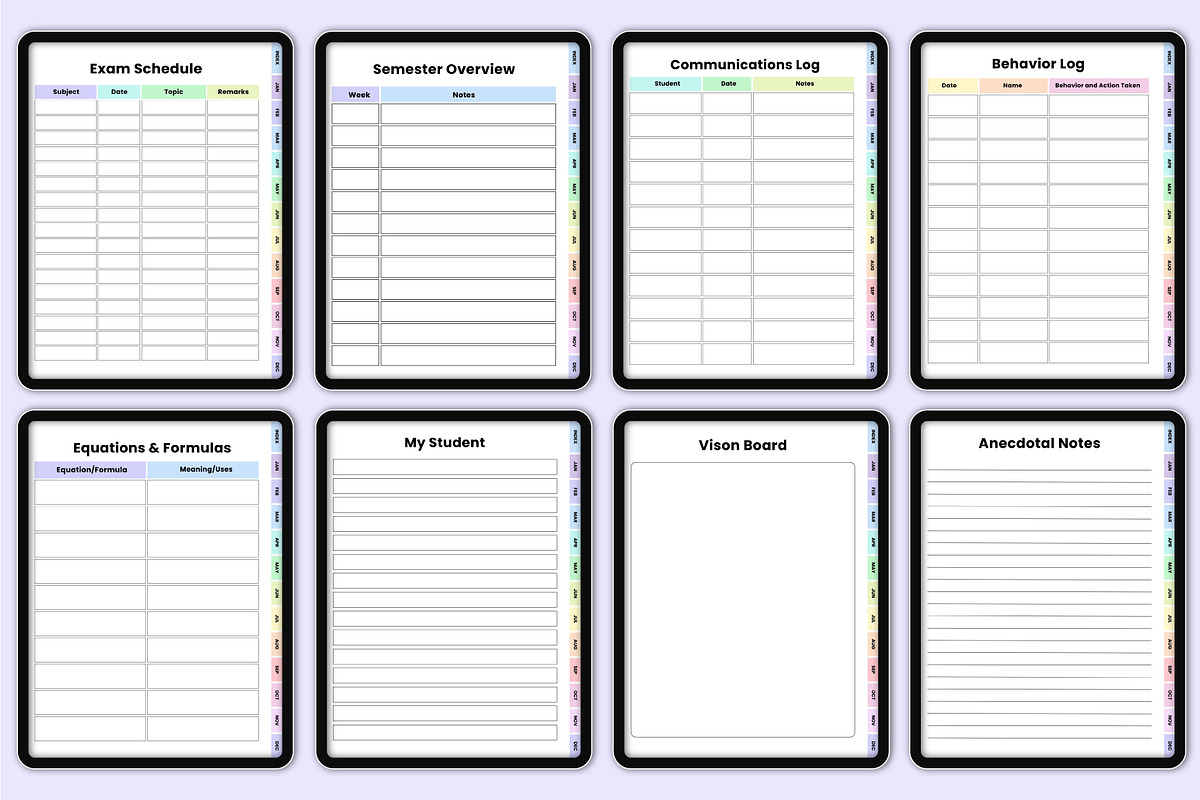 Digital 2025 Teacher Planner Rainbow, a Stationery Template by Mustafiz (Photo 8 of 8)