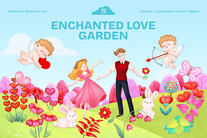 Enchanted Love Garden – Watercolor, a Seasonal Illustration by CreativeValuation
