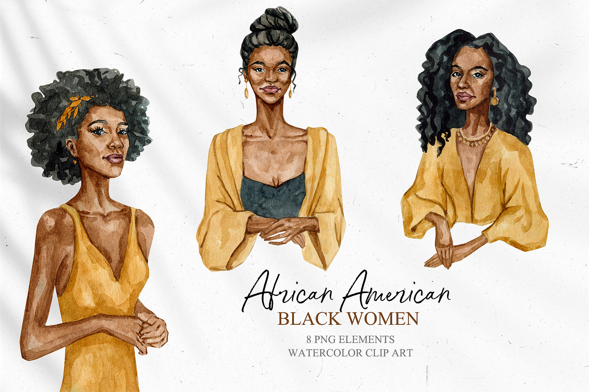 Watercolor African-American Women, an Illustration by CrystalinaShop (Photo 3 of 3)