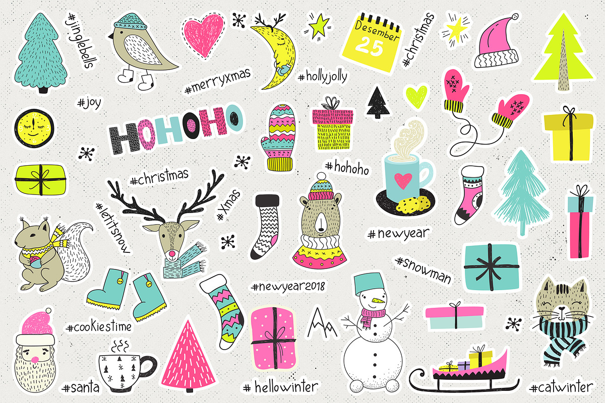 Merry & Bright Xmas - holiday set, an Animal Illustration by Bosotochka♥Art (Photo 8 of 10)