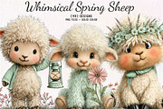 Whimsical Spring Sheep Clipart, an Illustration by CreationArt (Thumbnail 1 of 7)