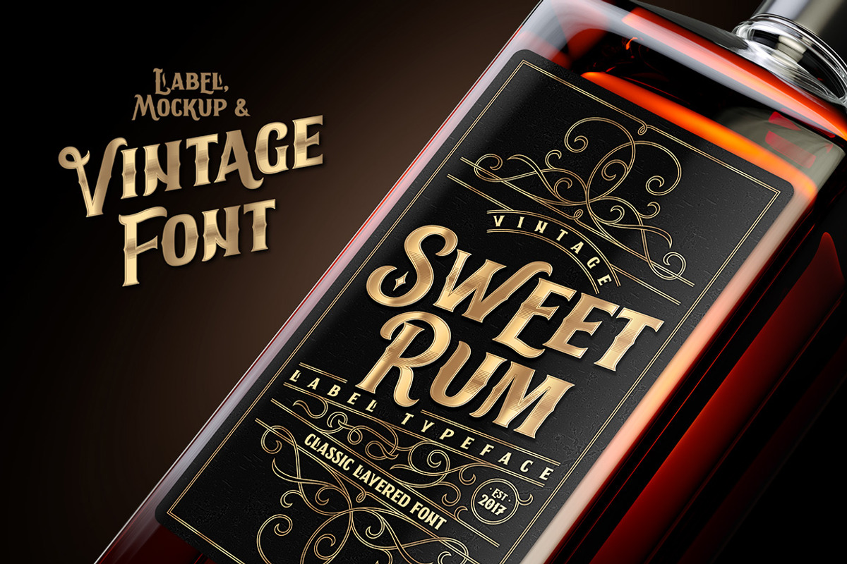 Sweet Rum Font, Label, Mockup!