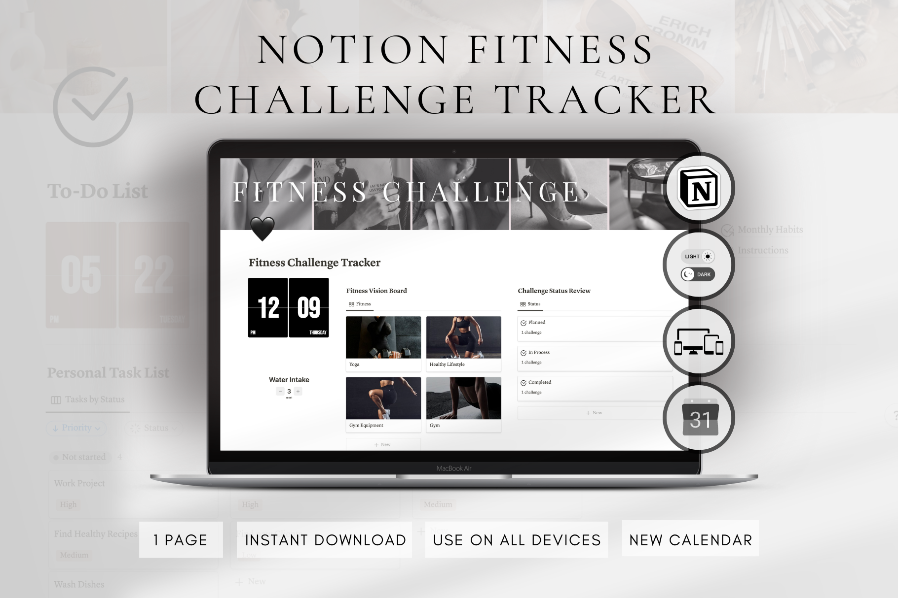 Fitness Template for Notion Planner, a Templates & Theme by BRANDcontent