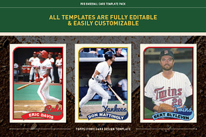 1980's Pro Baseball Card Templates