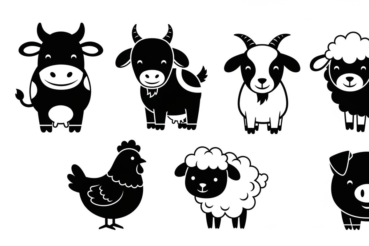 Cute Farm Animal Silhouette Bundle, an Illustration by hafijul (Photo 28 of 51)