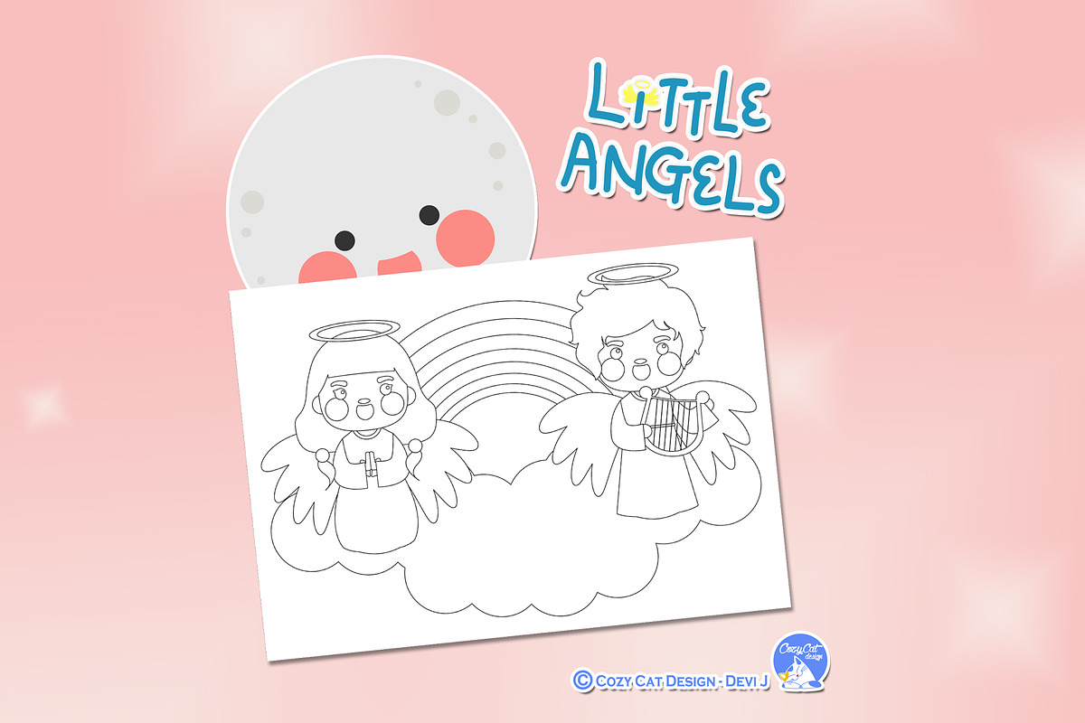 Coloring Pages Little Angels, an Education Illustration by Cozy Cat Design (Photo 4 of 7)