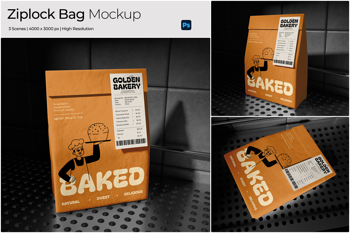 Ziplock Bag Mockup, a Packaging Mockup by Bartama Graphic (Photo 1 of 5)