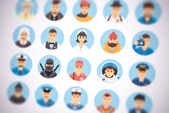 Flat Vector Persons Icons Set