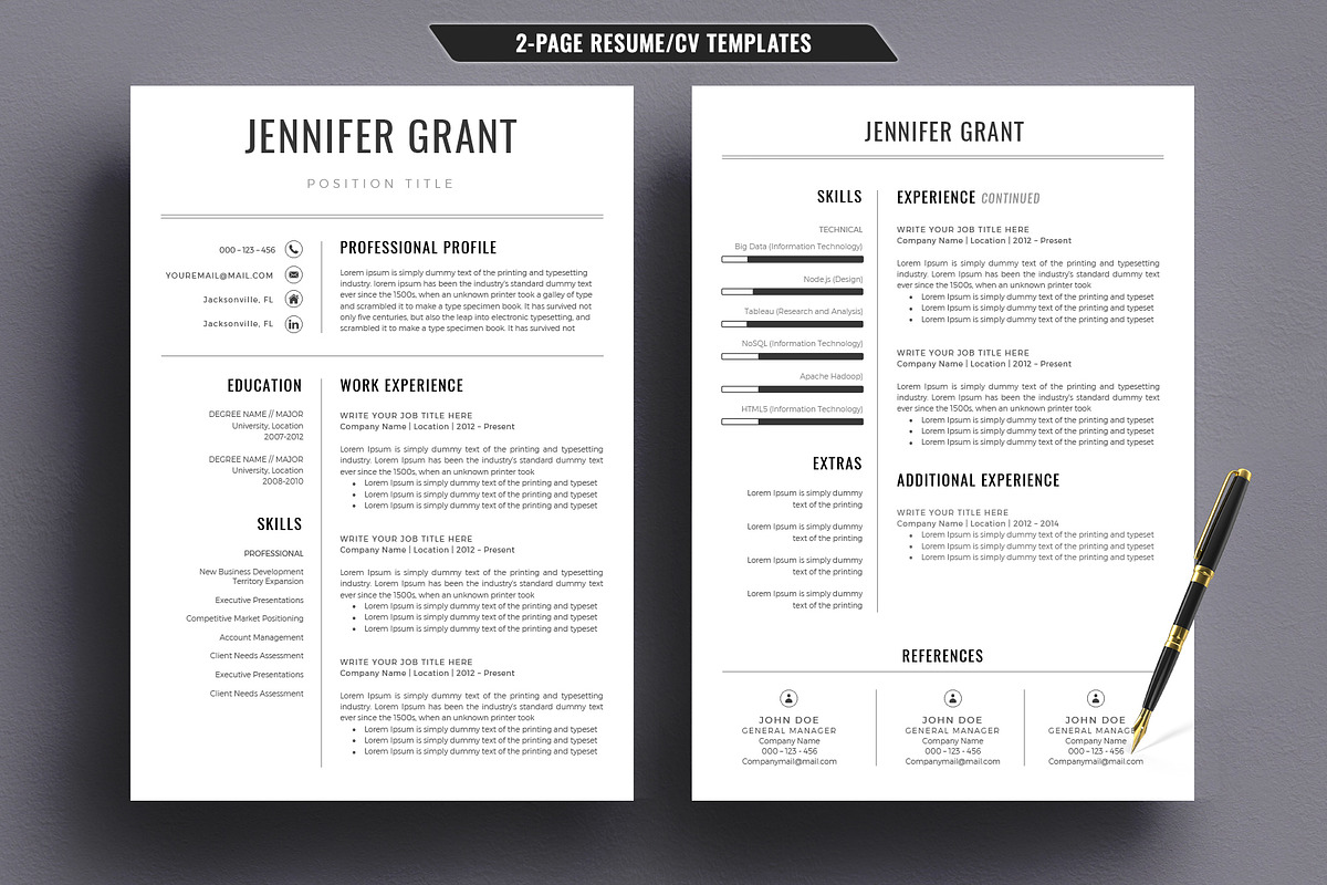 Modern Resume/CV Template Word, a Resume Template by TemplateCrafts (Photo 2 of 3)