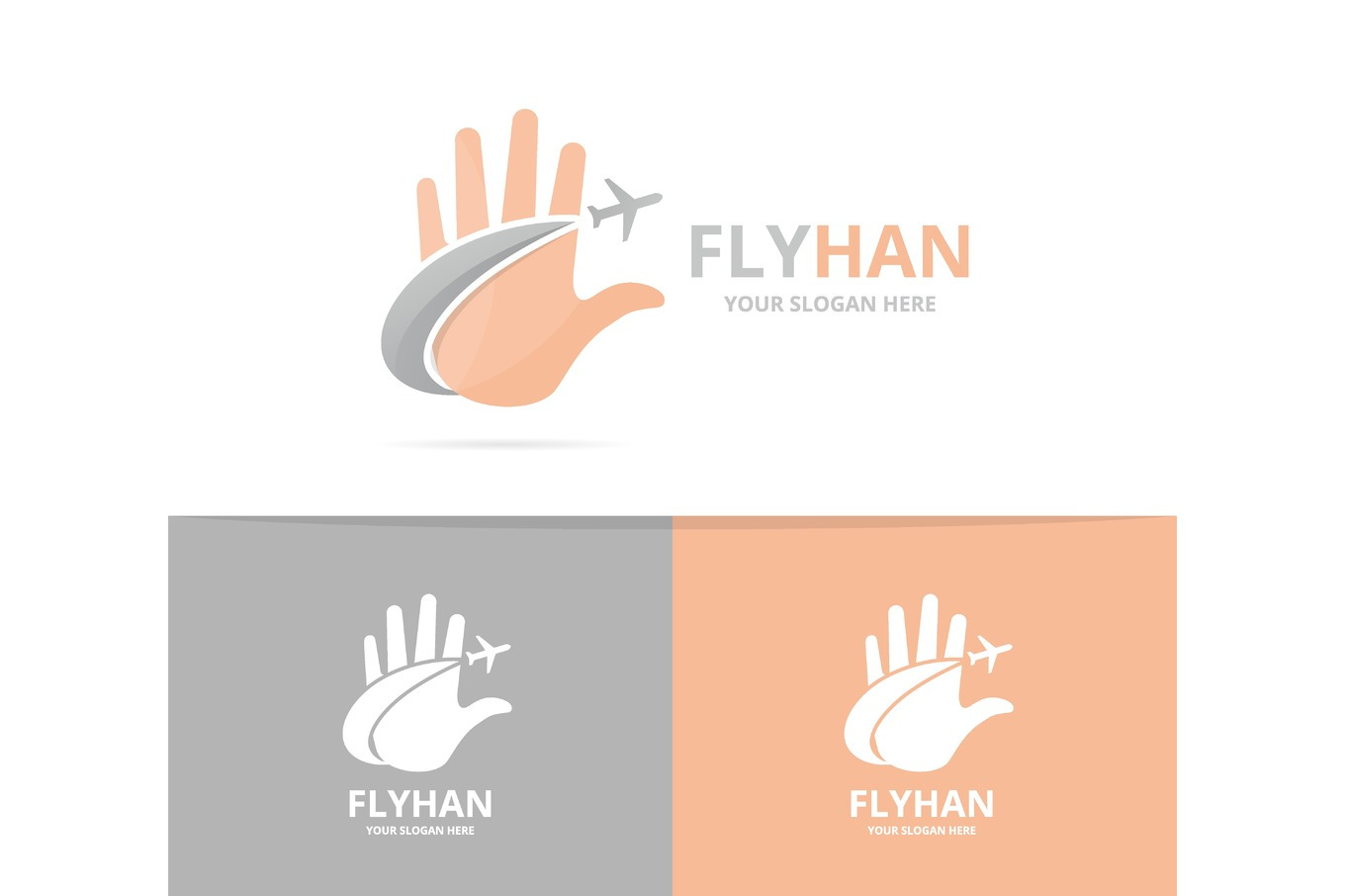 Vector of hand and plane logo combination. Arm and travel symbol or ...