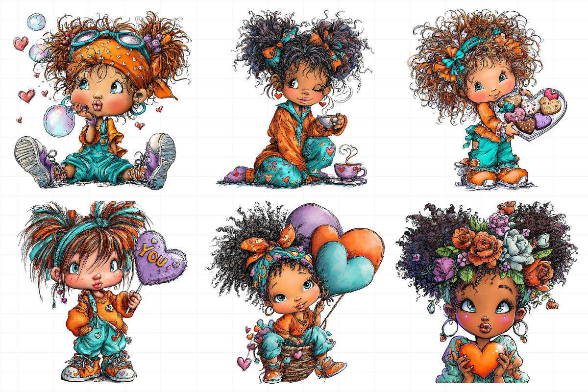 Valentine Holiday Black Girl Clipart, an Illustration by Daily.Designs (Photo 6 of 7)