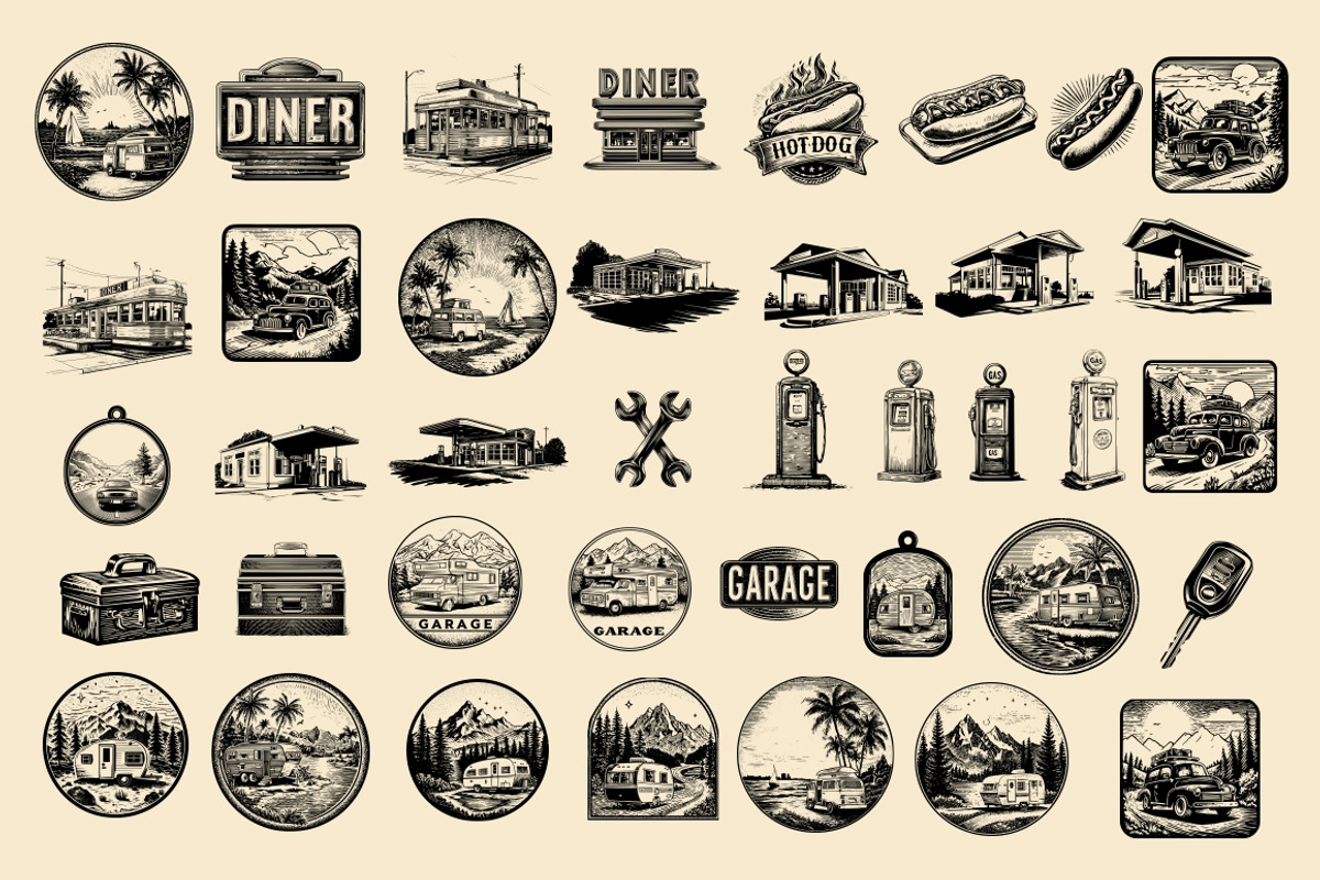 USA Retro Road Trip illustrations, an Object Illustration by Nocturnal Wolf (Photo 12 of 19)