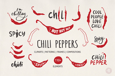 Chili Peppers Set, an Illustration by Alena Koval