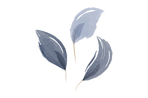 Elegant watercolor blue gray leaves, an Illustration by okskukuruza